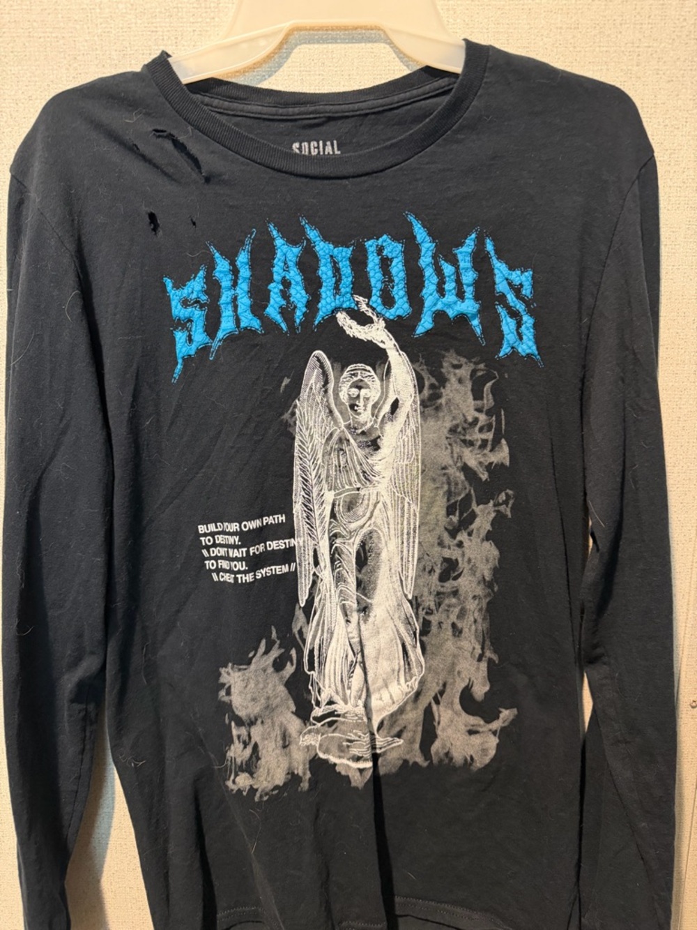 Social Black Angel Long Sleeve Graphic Tee